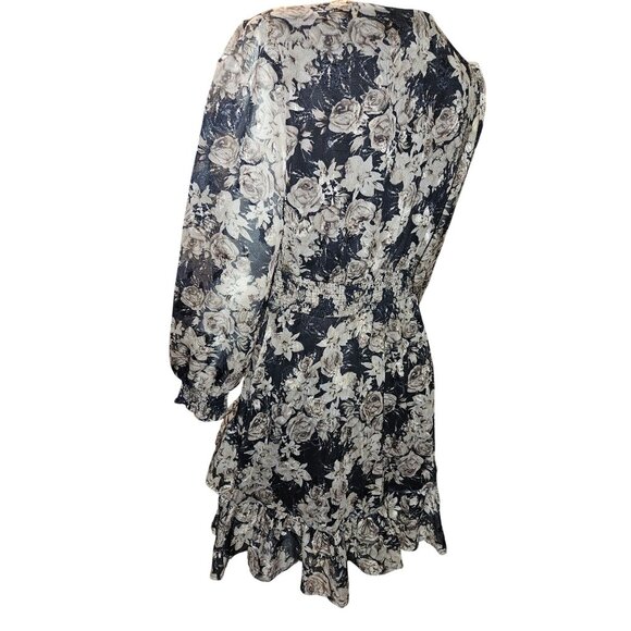 Dizzy Lizzy Floral Dress Smocked Waist Elastic Cuffs & Ruffle Hem Women Small - Picture 2 of 7